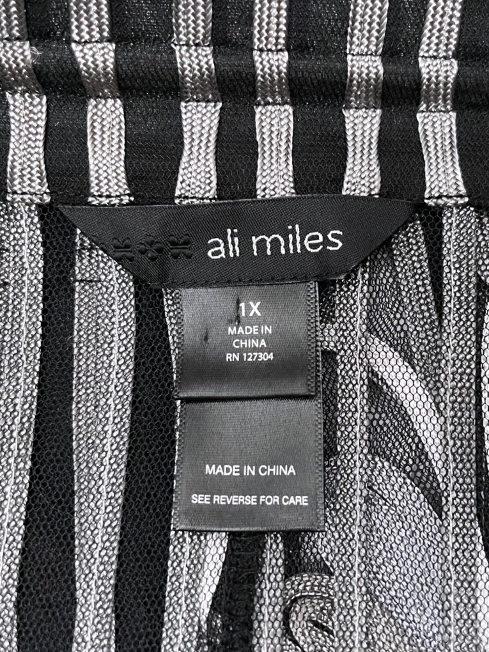 Ali Miles 1X Sheer Mesh Tunic Art To Wear Floral Jacket Top Wire Collar - Picture 7 of 10